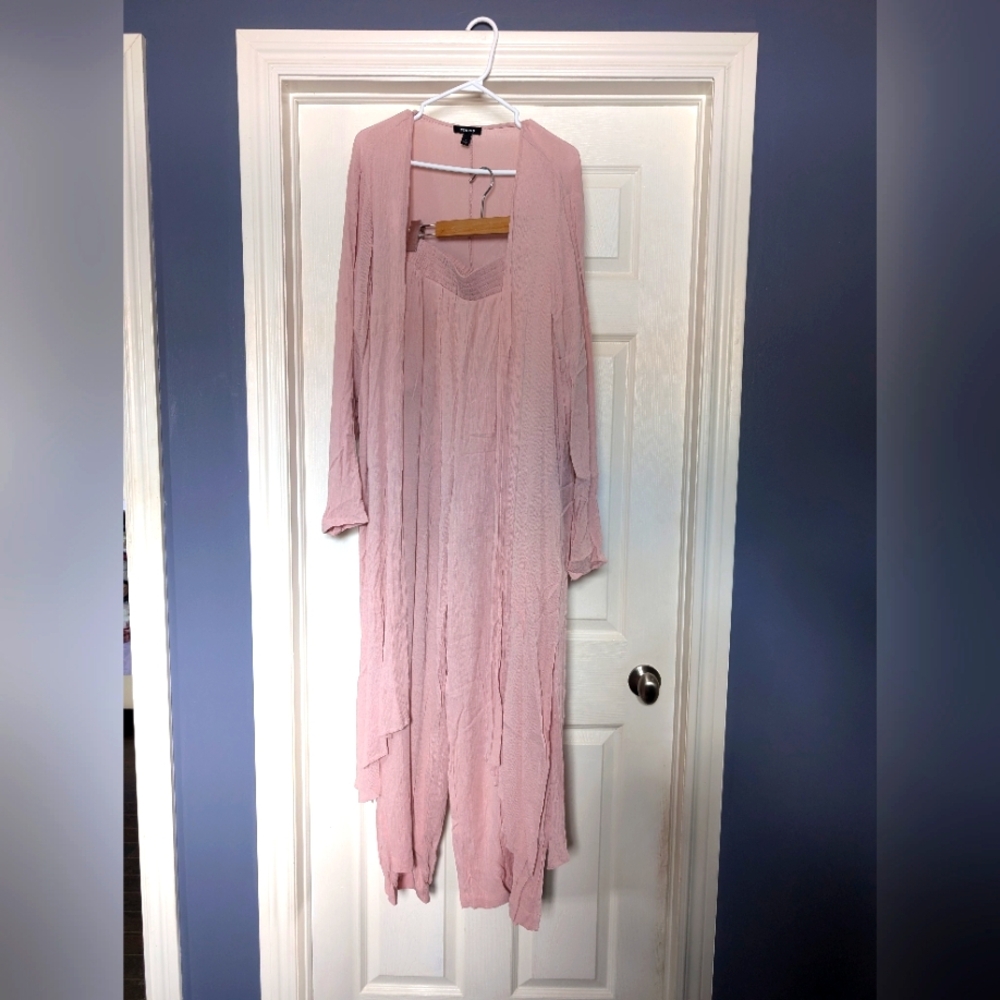 Torrid Soft Pink Palazzo Pants And Kimono Matching Set